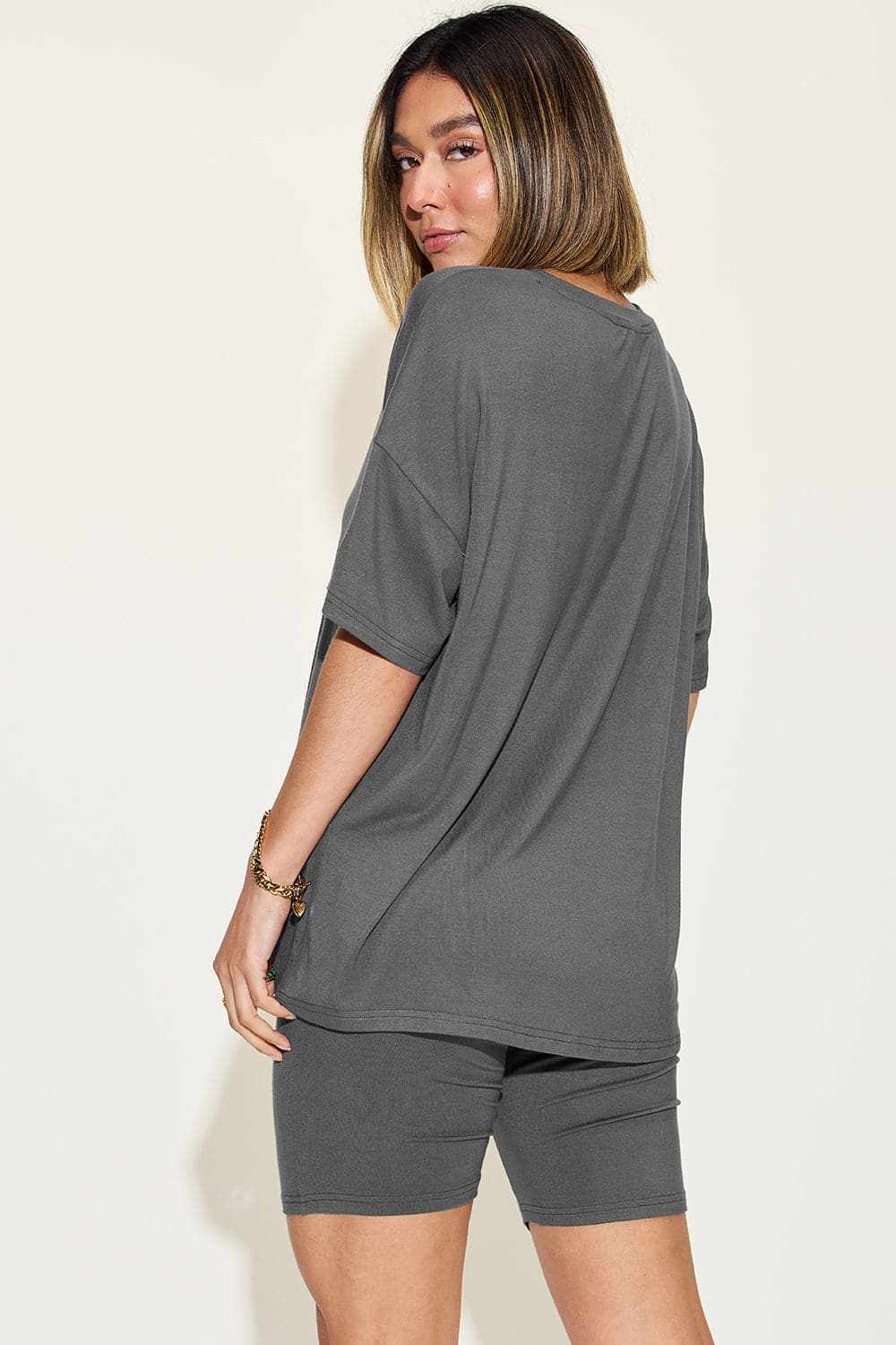 Basic Bae v-neck t-shirt & shorts set - Love Salve 