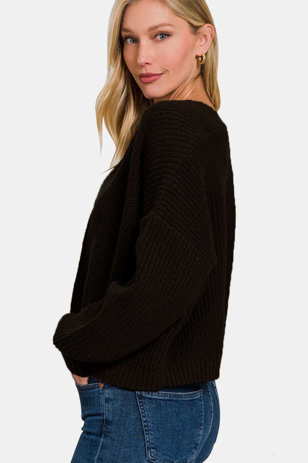 Cozy drop shoulder cardigan for effortless layering