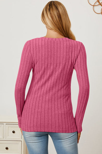 Versatile ribbed v-neck long sleeve tee for every occasion