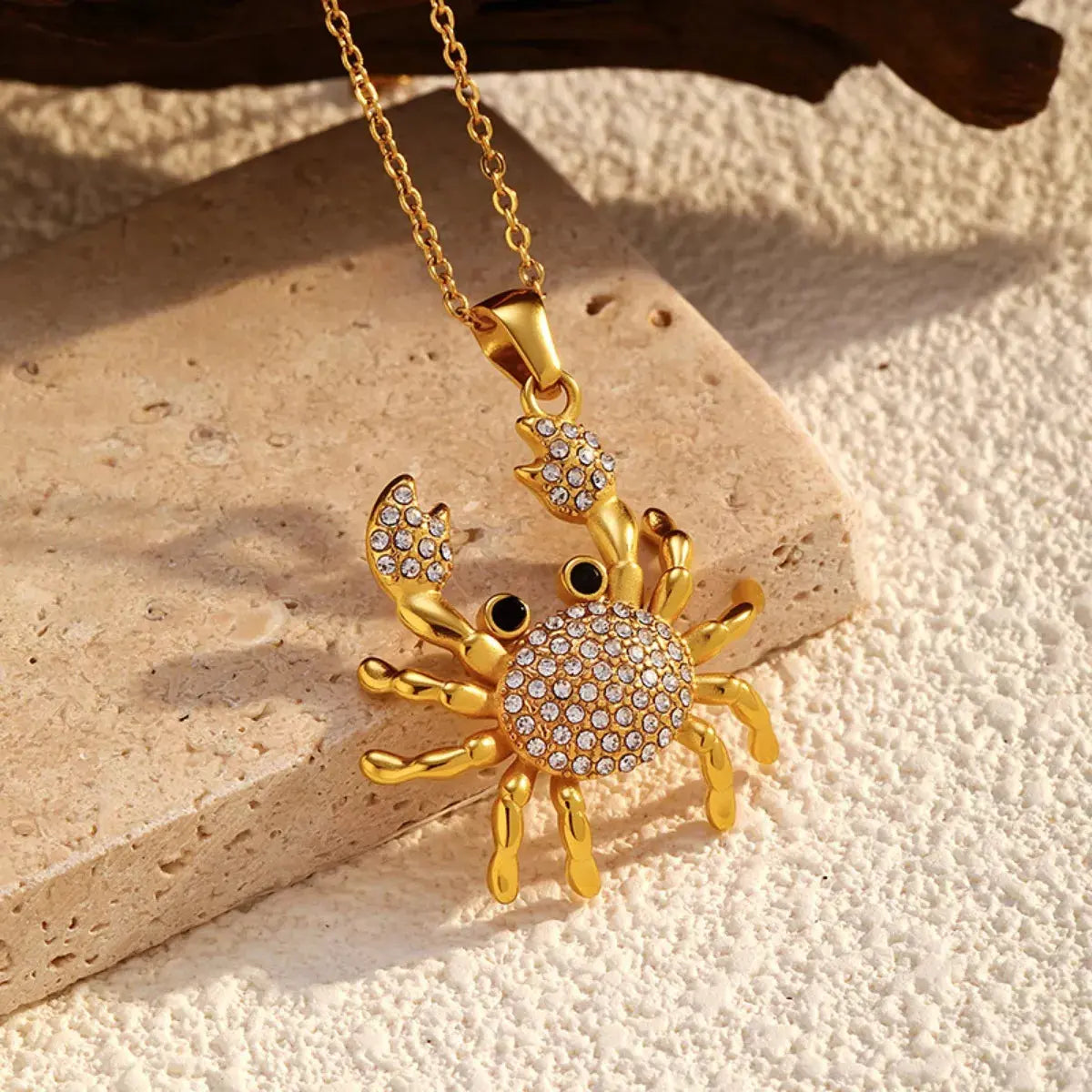 18K Gold Plated Crab Pendant Necklace With Rhinestones Simply Love