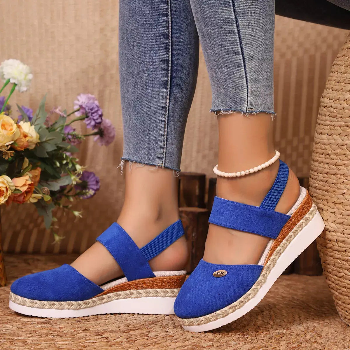 Espadrille Wedge Sandals with Ankle Strap Simply Love
