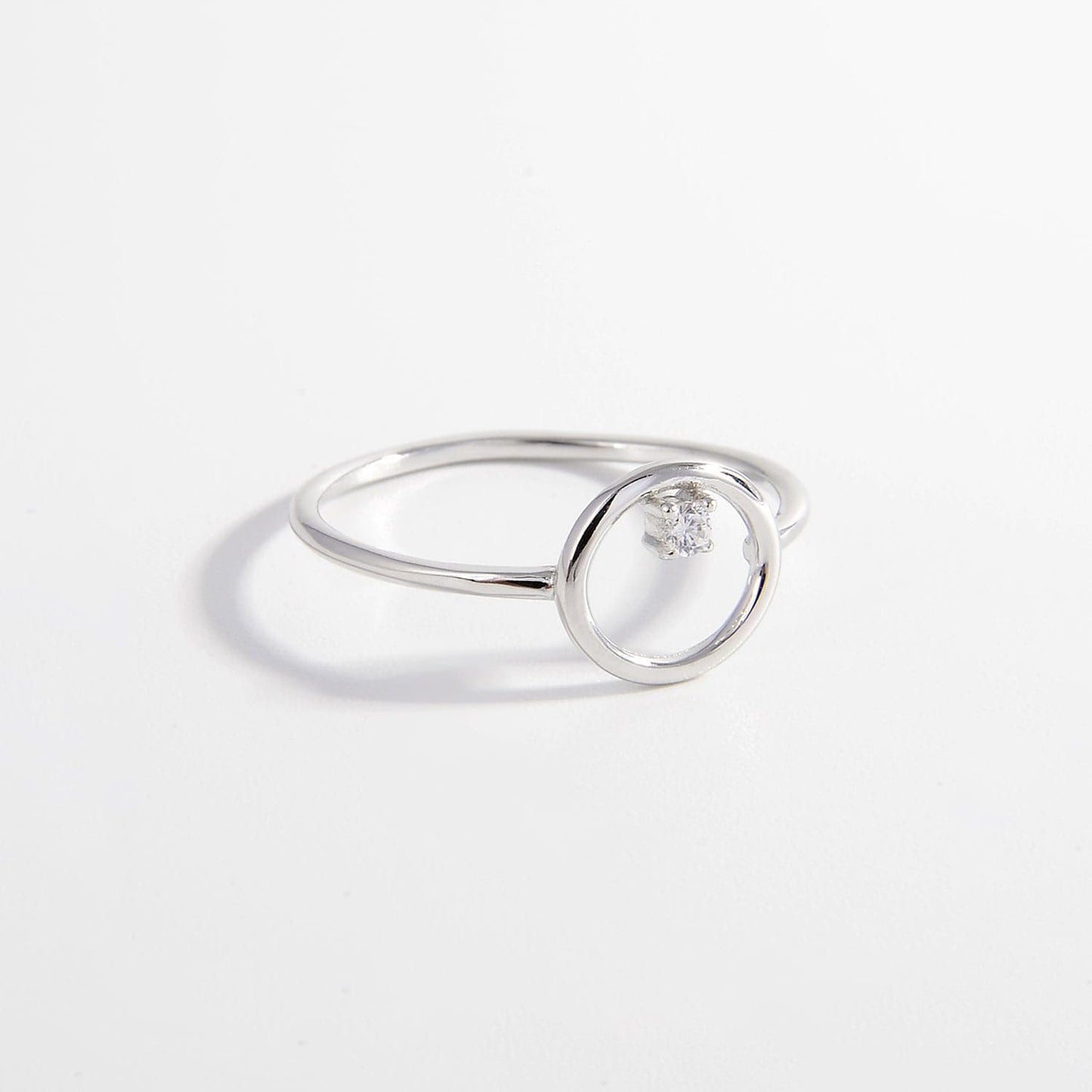 Zircon Circle 925 Sterling Silver Ring.