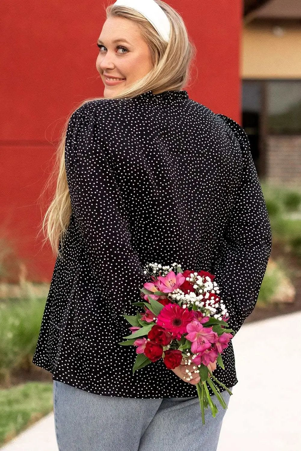 Black leopard print blouse - plus size - Love Salve 