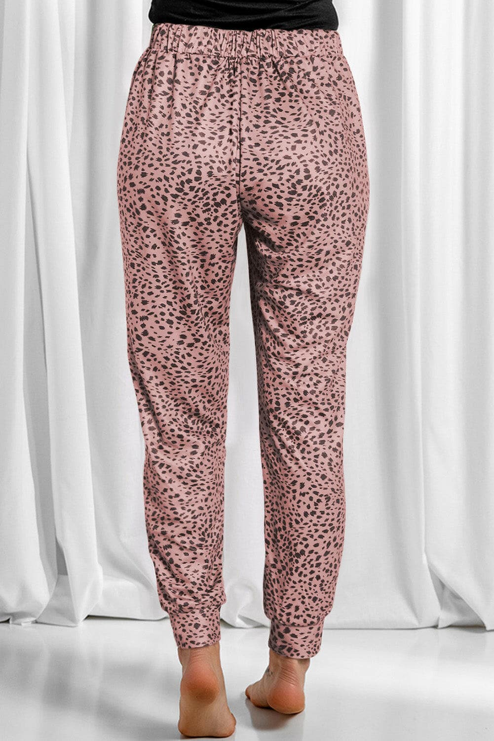 Full Size Leopard Drawstring Pocketed Pants.