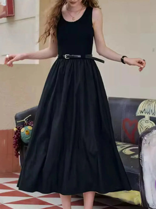 Round Neck Sleeveless Midi Dress Simply Love