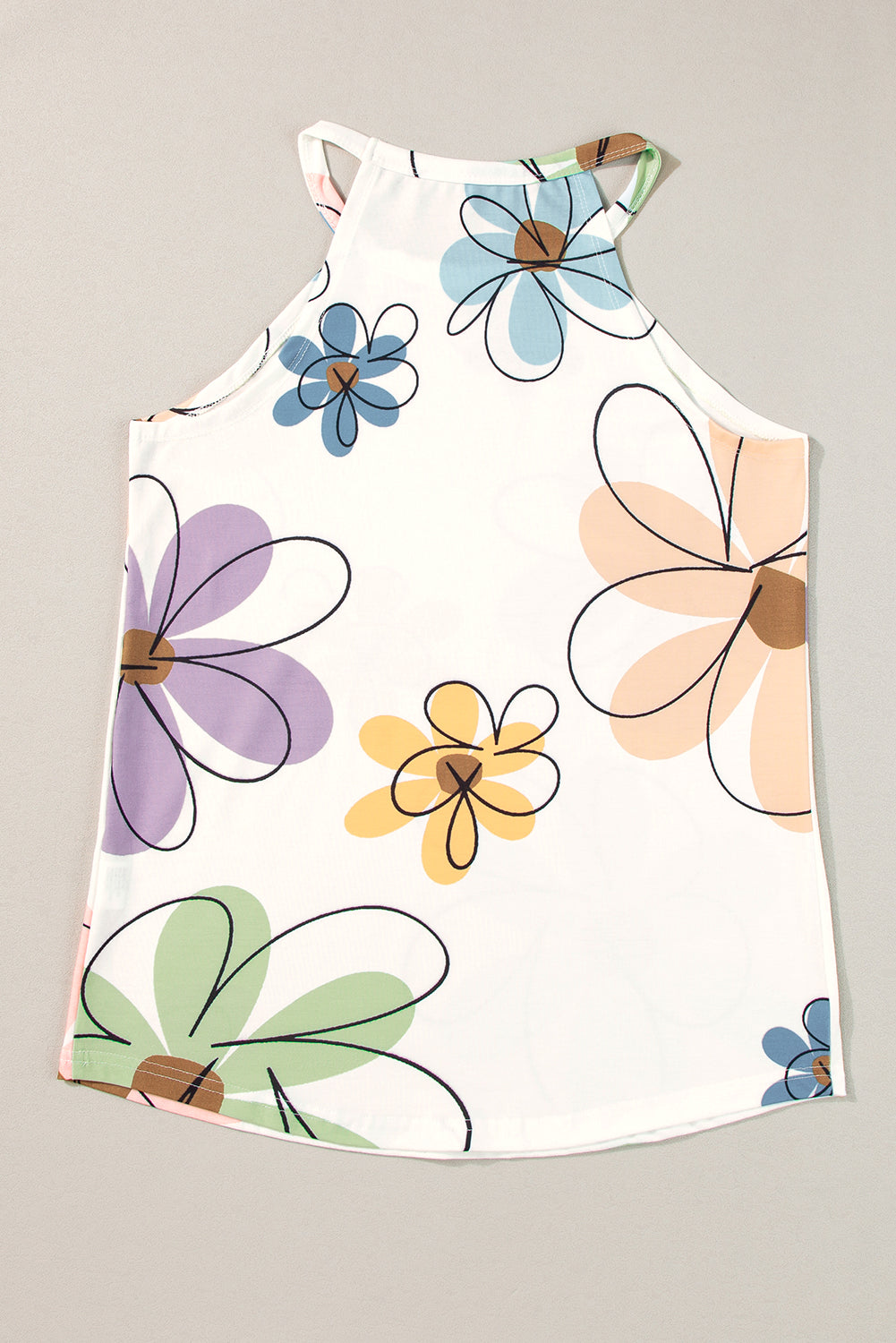 Charming beige floral tank top for effortless style