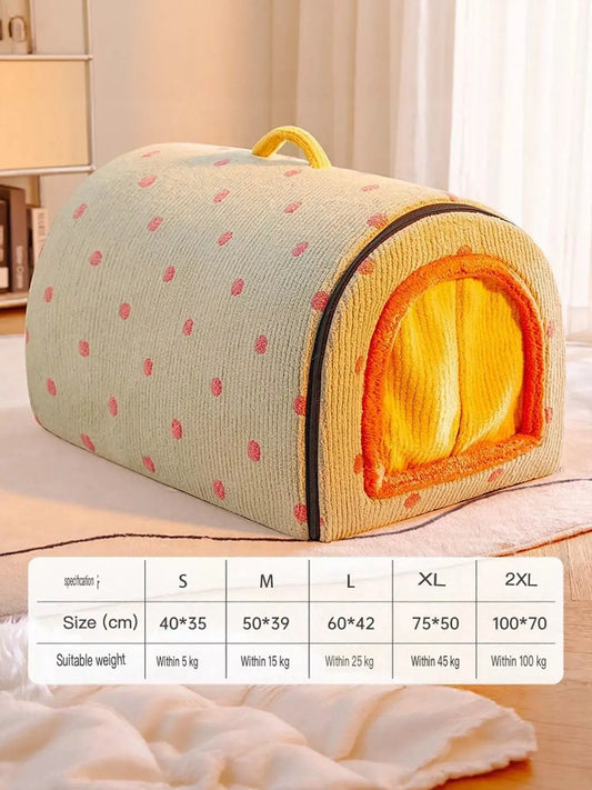 Cozy Polka Dot Pet Bed Cave with Handle Simply Love