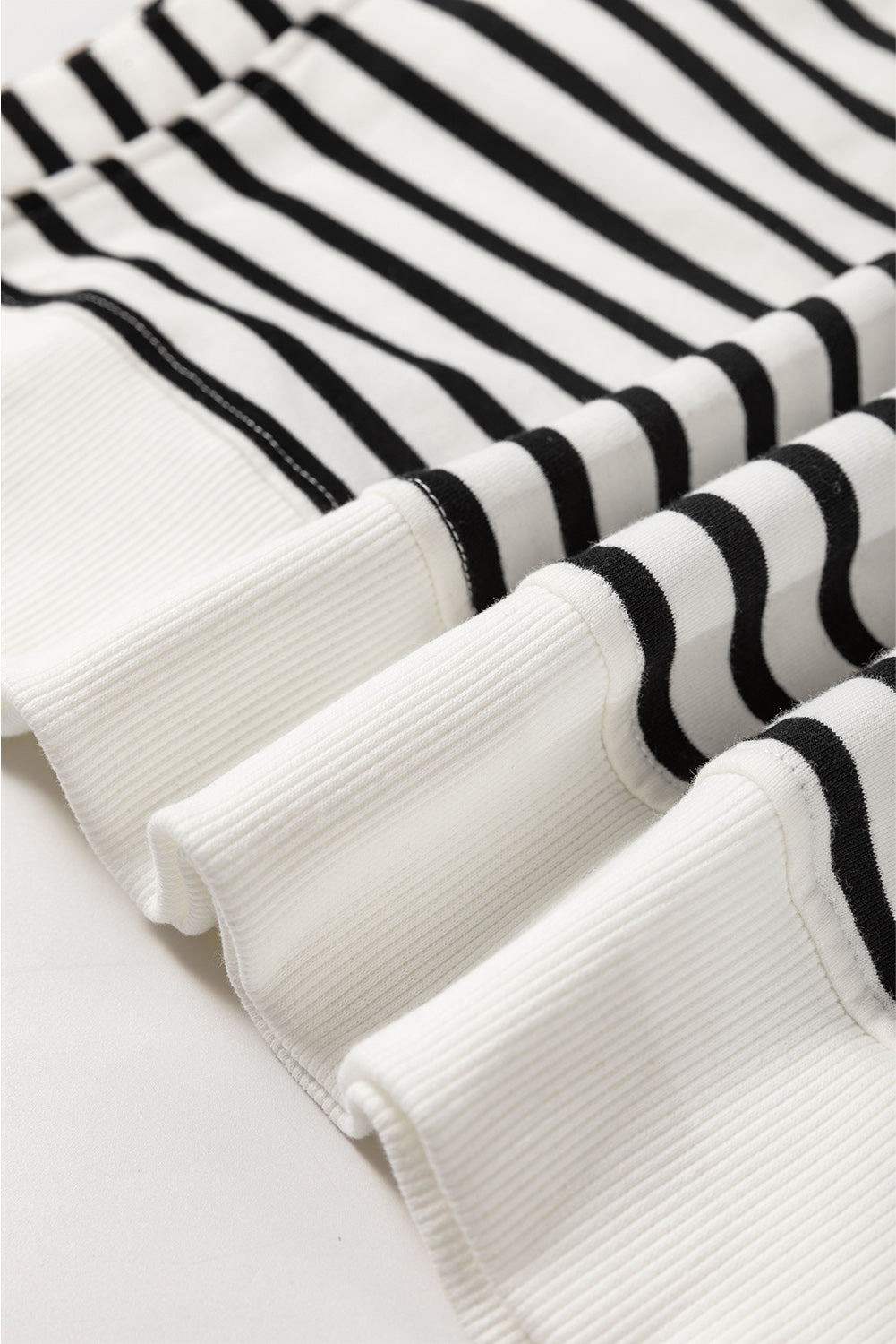 Black Stripe Raglan Sleeve Side Slits Loose Sweatshirt Love Salve