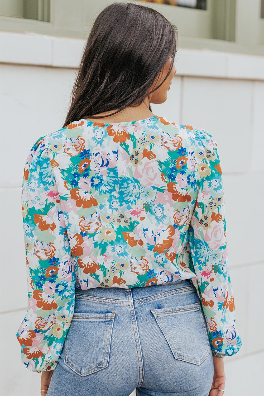 Floral Long Balloon Sleeve Bodysuit.