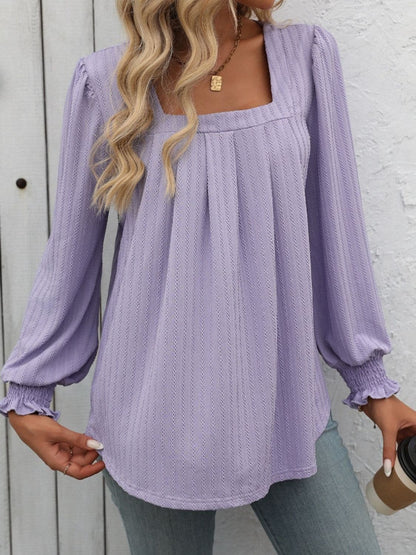 Square Neck Long Sleeve Top.