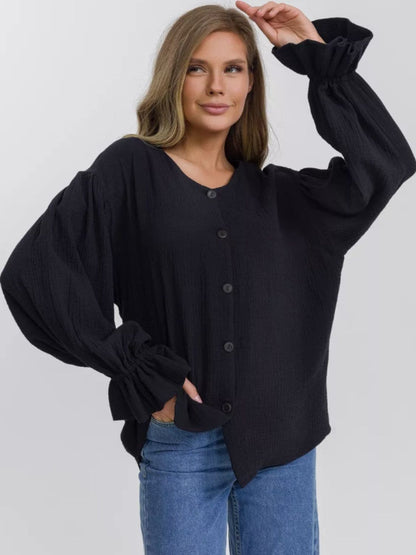 Elegant flounce sleeve shirt