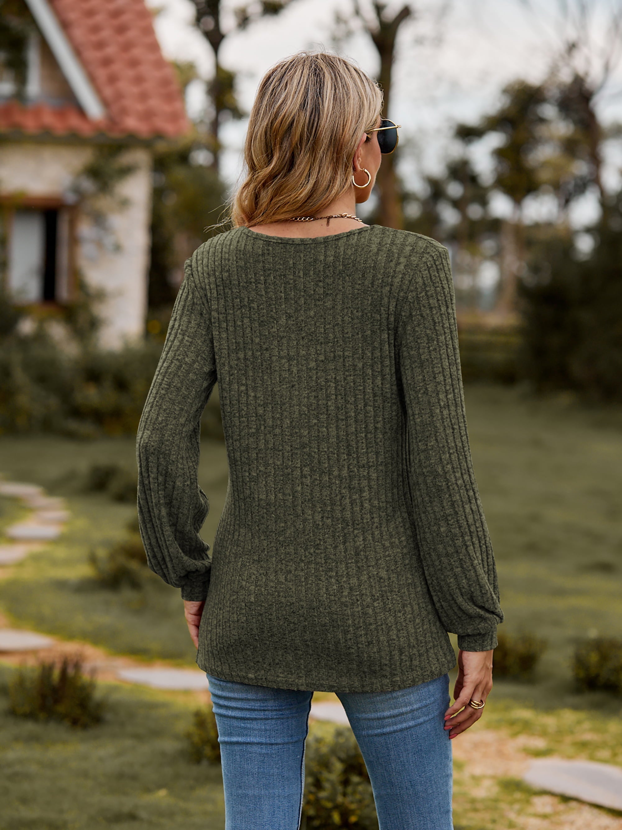 Round Neck Button-Down Long Sleeve Tee Coco’s Tee Boutique