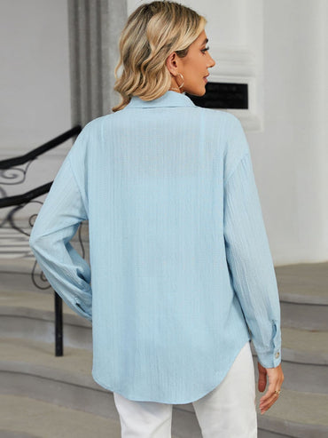 Collared Neck Long Sleeve Shirt.