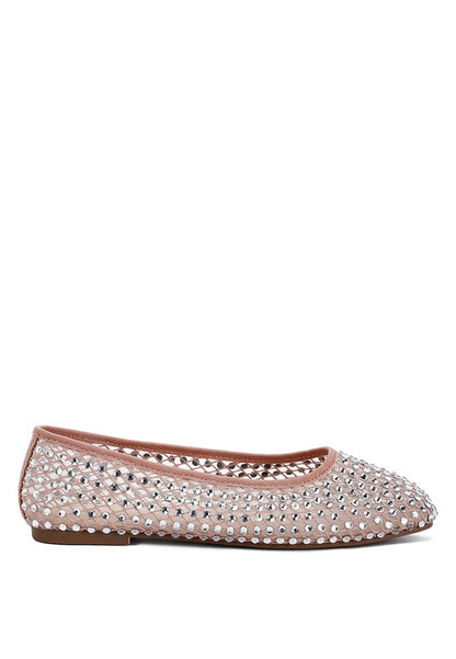 Rhinestone mesh ballerinas for chic comfort