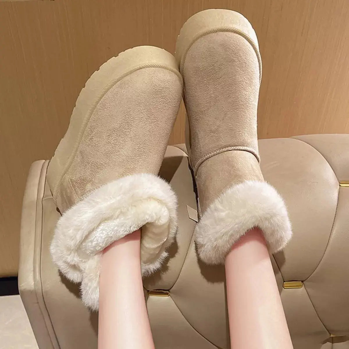 Round Toe Fuzzy Boots Simply Love