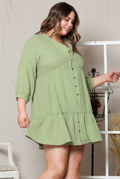 Chic green plus size mini dress