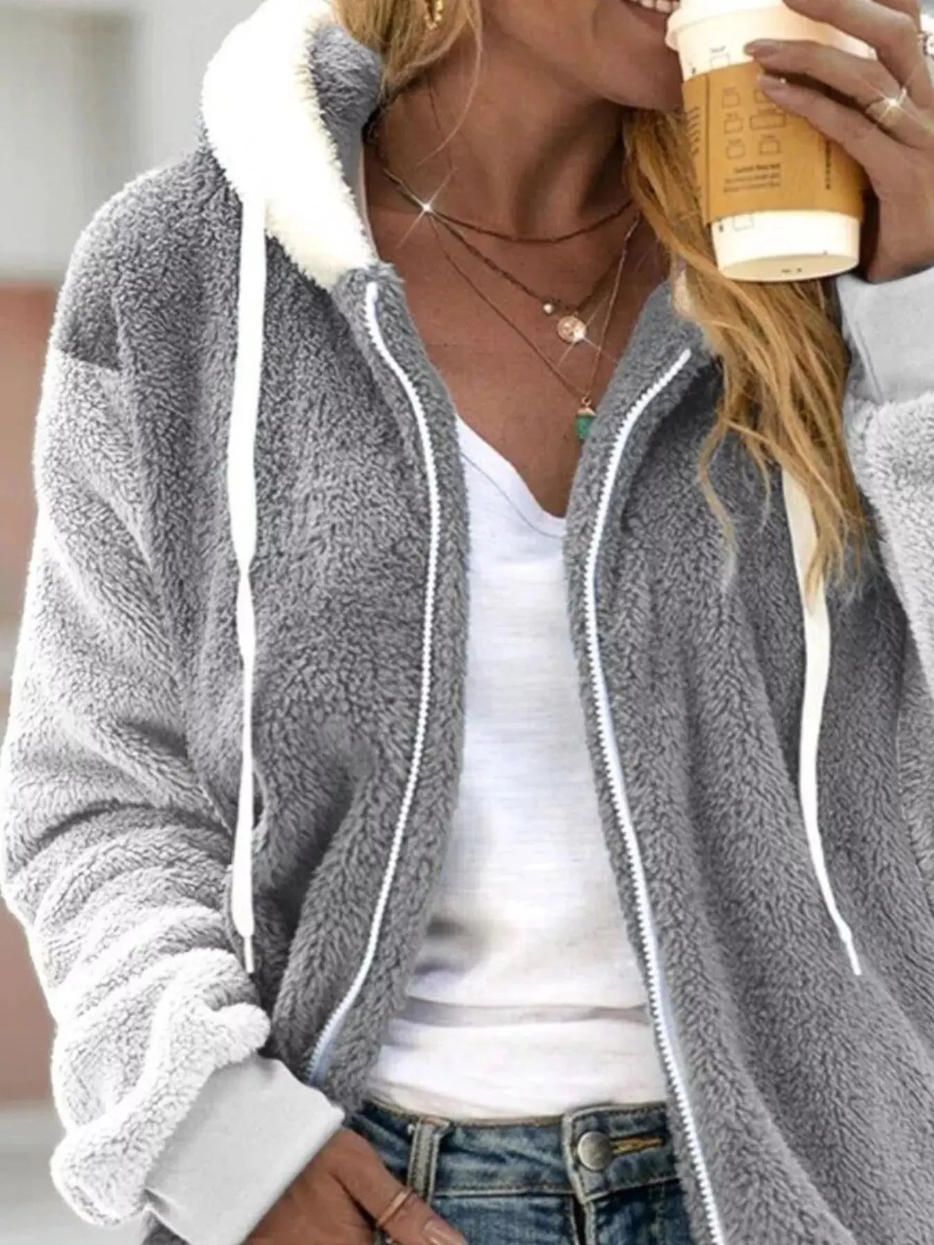 Full Size Fleece Zip-Up Hooded Outerwear Plus Size Simply Love