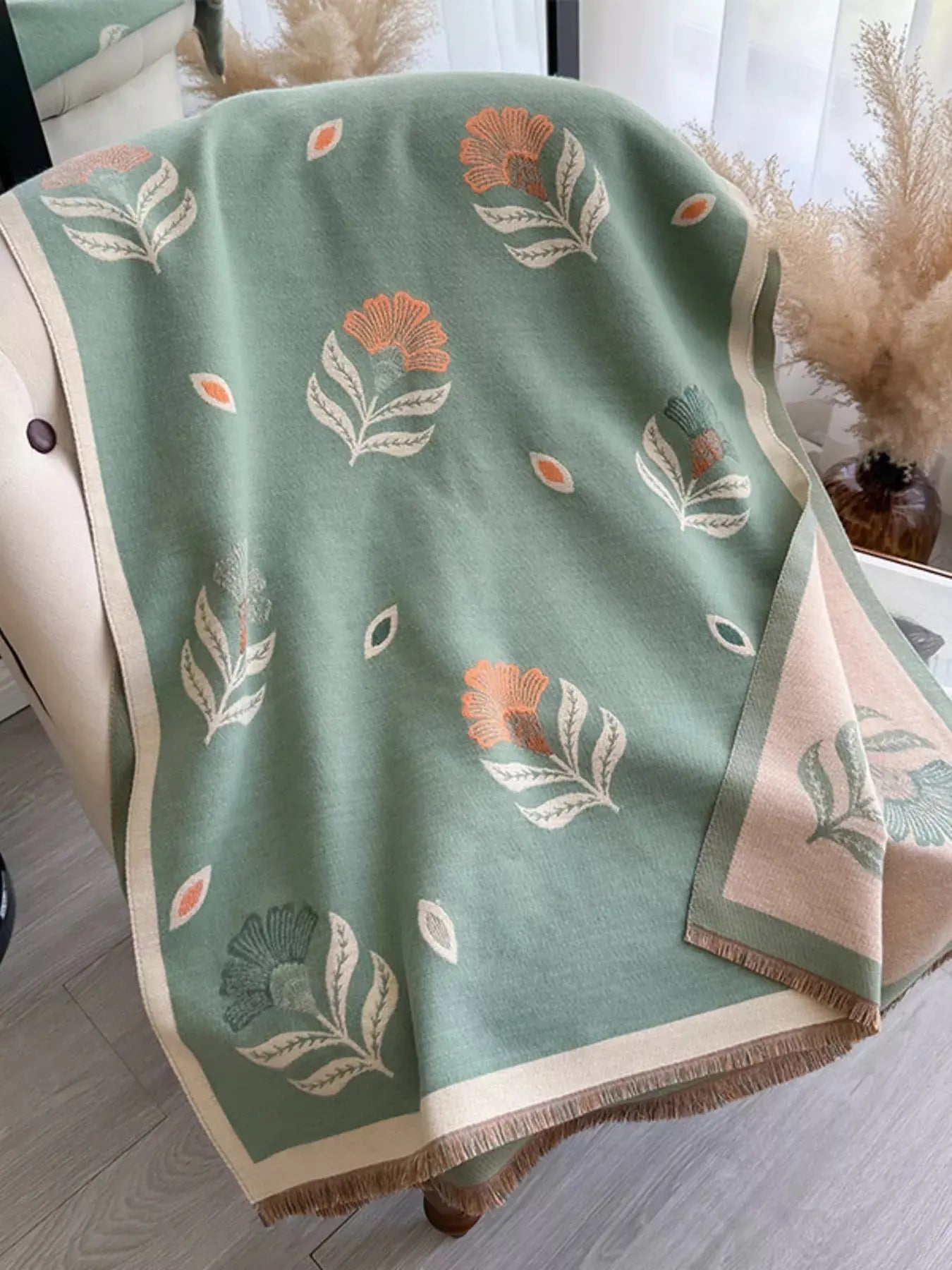 Printed Raw Hem Shawl Simply Love