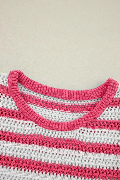 Stripe Hollowed Knit Sleeveless Sweater Dress