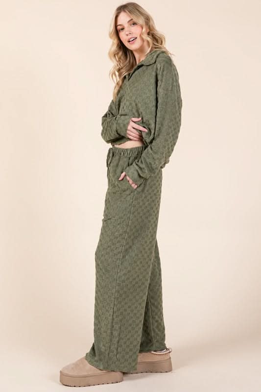 Chic Tied Checkered Wide-Leg Trousers