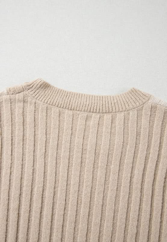 Cable - Knit Color Block Round Neck Sweater - Love Salve