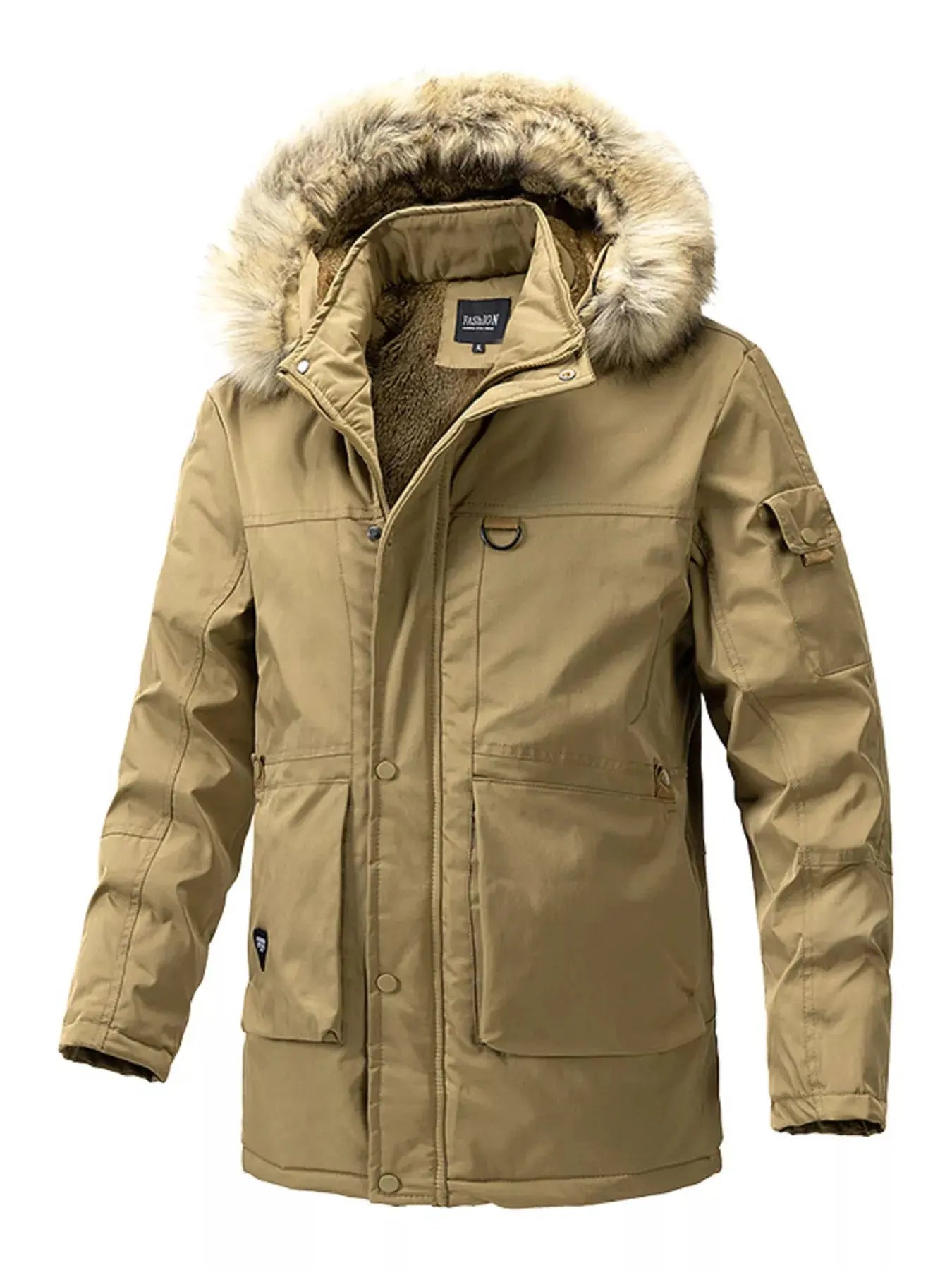 Mens Plus Size Fur Hooded Winter Parka Coat With Pockets Simply Love