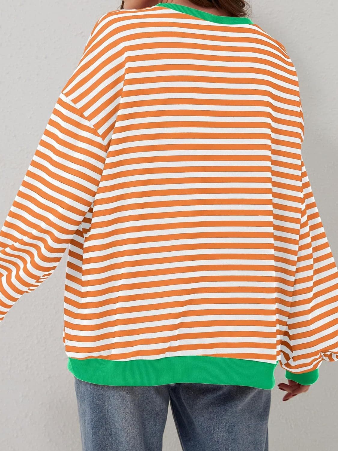 Contrast Striped Long Sleeve Sweatshirt.