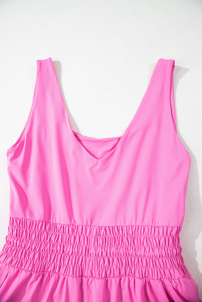 Sachet Pink Sleeveless Cinched Waist Loop Drawstring Romper