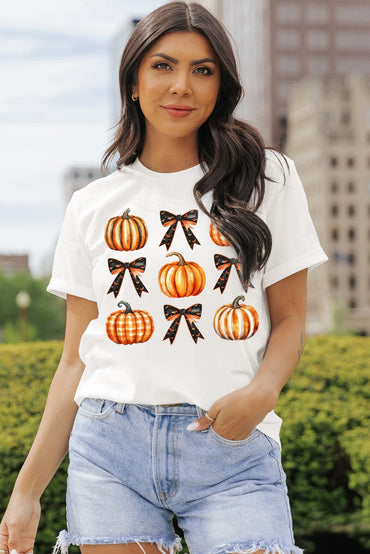 Pumpkin Round Neck Short Sleeve T-Shirt.