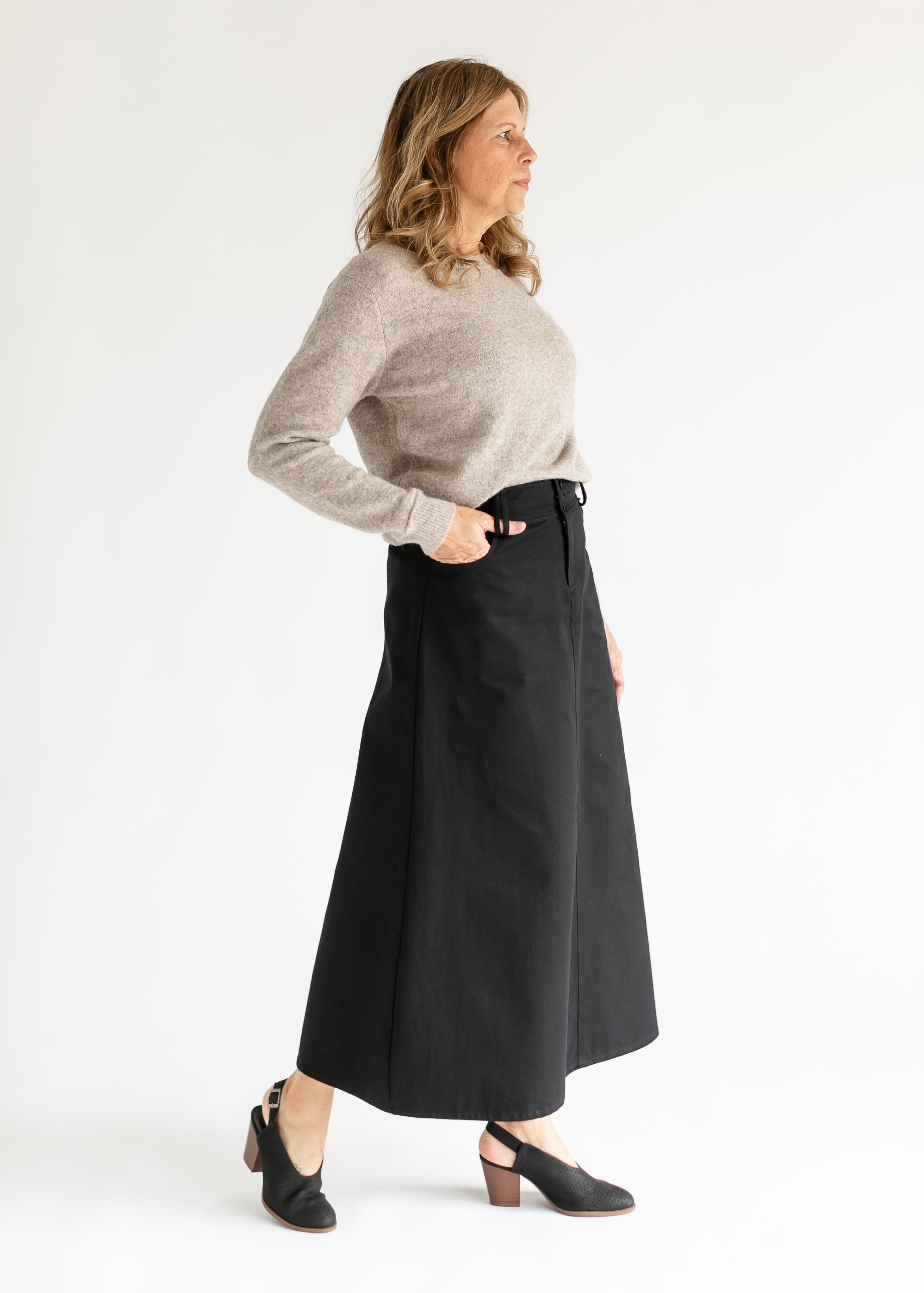 Camellia A-Line Cotton Twill Maxi Skirt Inherit Co.