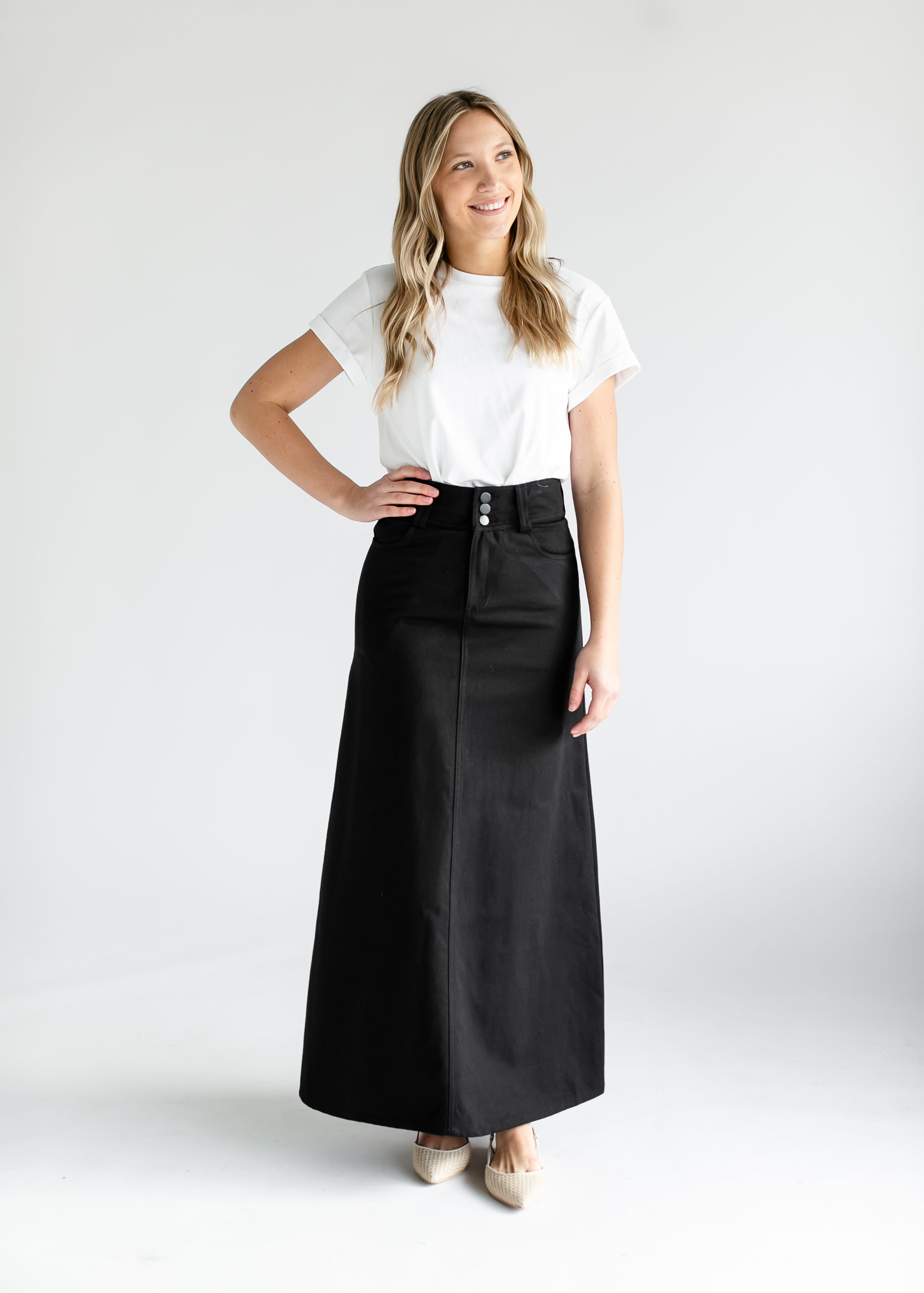 Camellia A-Line Cotton Twill Maxi Skirt Inherit Co.