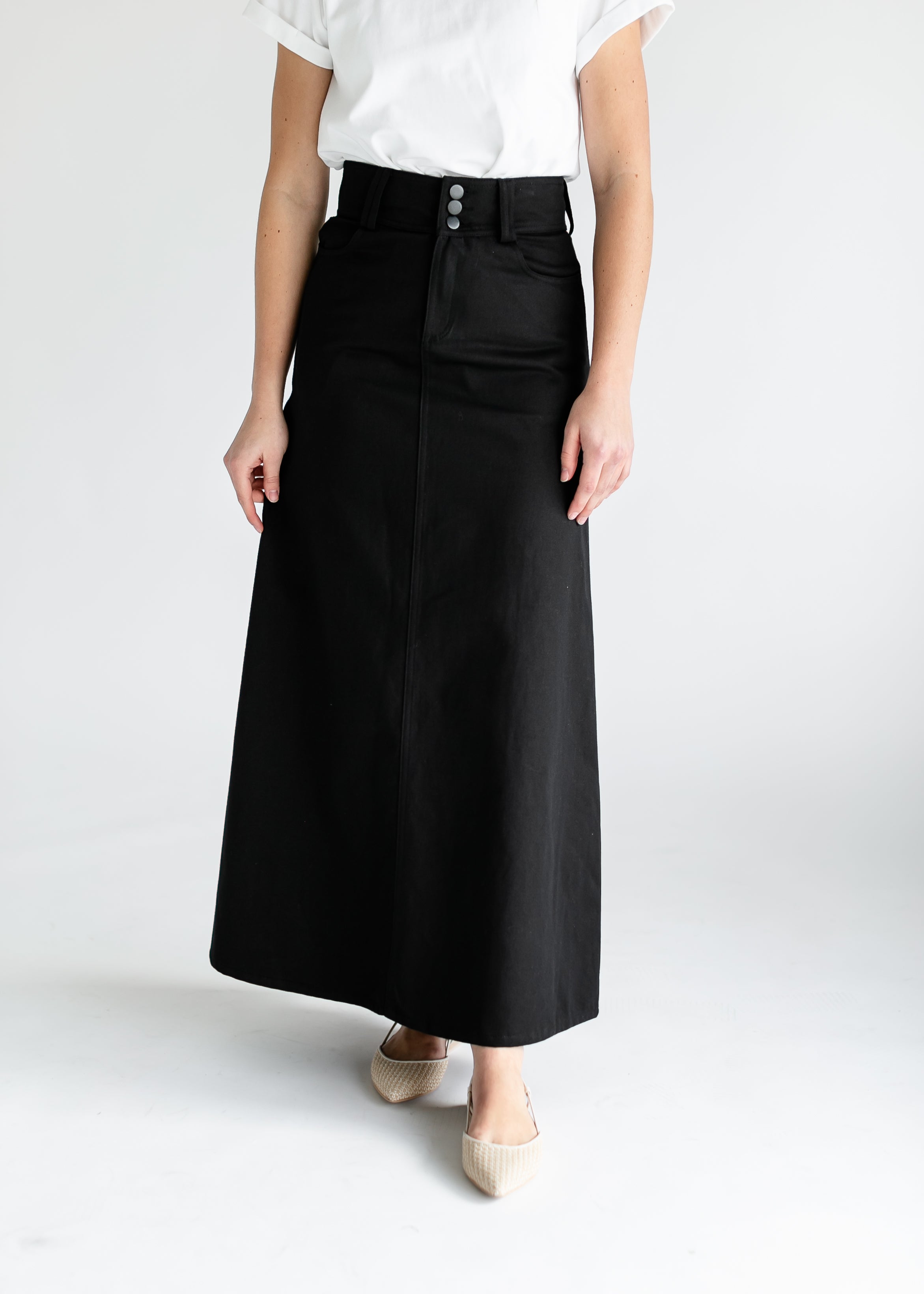 Camellia A-Line Cotton Twill Maxi Skirt Inherit Co.