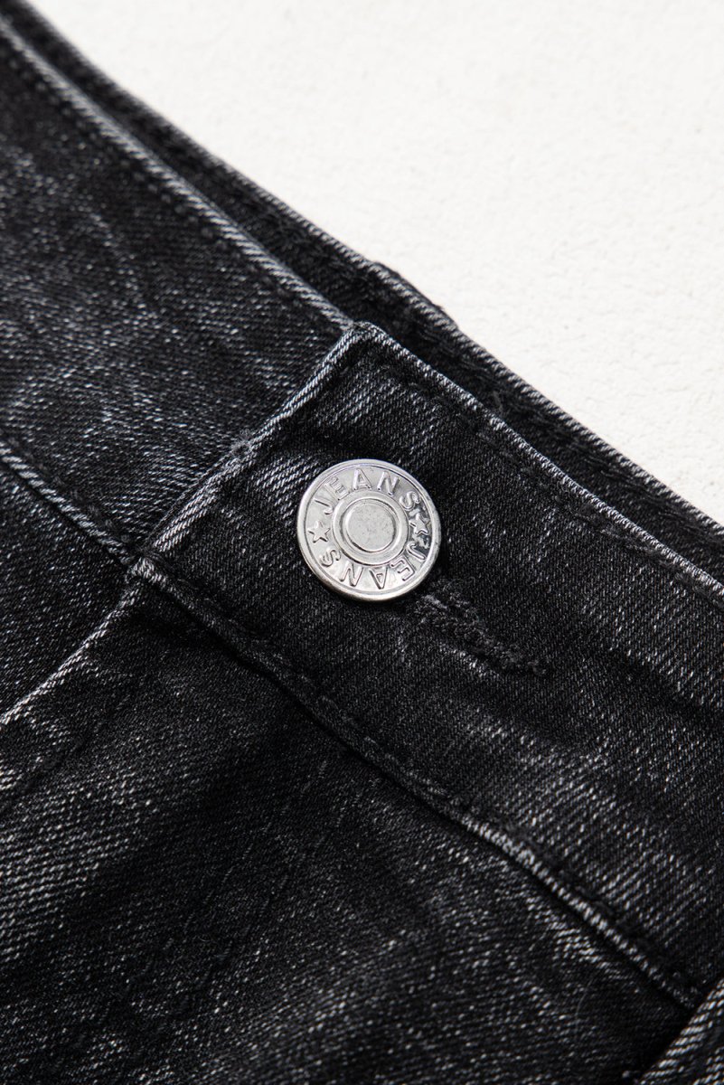 Carbon Grey Mineral Wash Ripped Raw Hem Denim Mini Skirt - Love Salve 