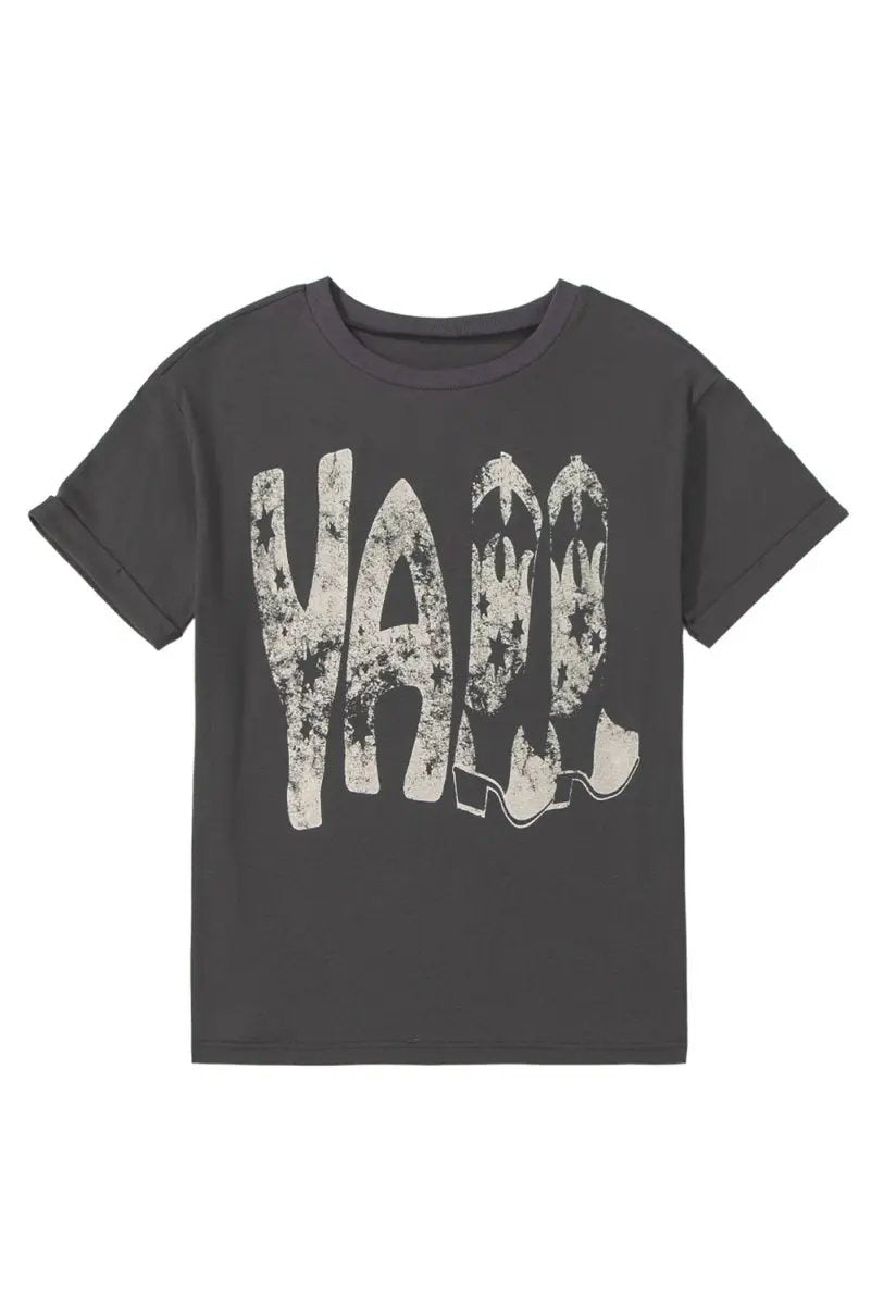 Carbon Grey Vintage Yall Cowboy Boots Graphic Tee Shirt - Love Salve 