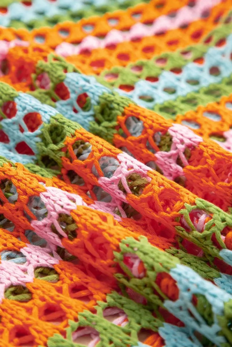 Carrot Multi Stripe Open Knit Sweater Beach Cover Up - Love Salve 