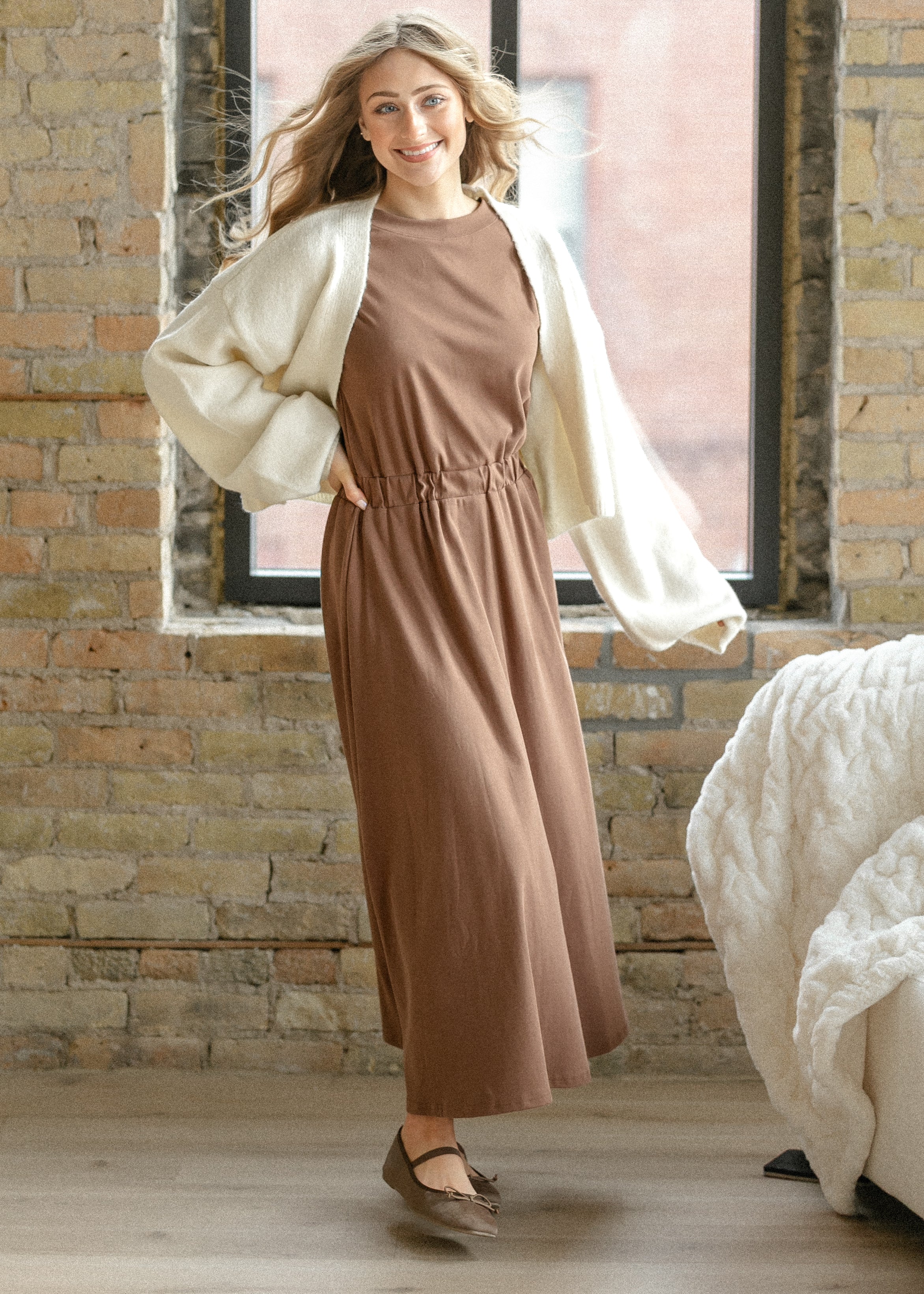 Casey Cap Sleeve Midi Dress Inherit Co.