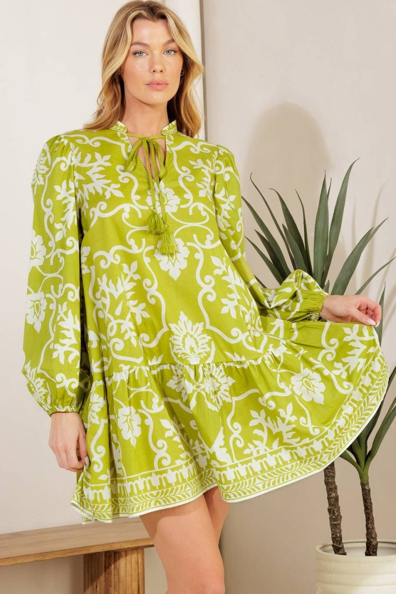 CATCHING FLIGHTS LIME WOVEN MNI DRESS - Love Salve