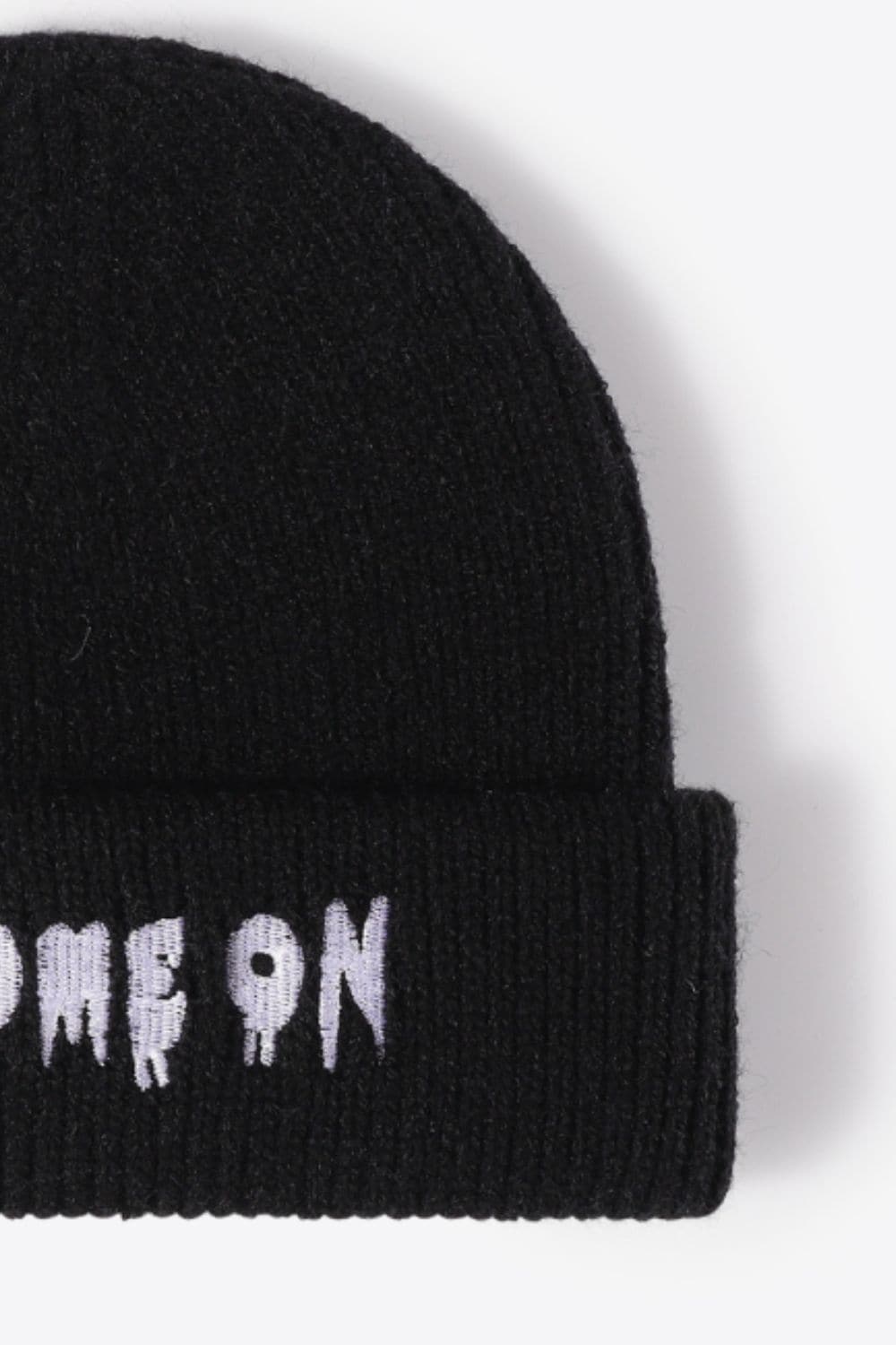 COME ON Embroidered Cuff Knit Beanie.