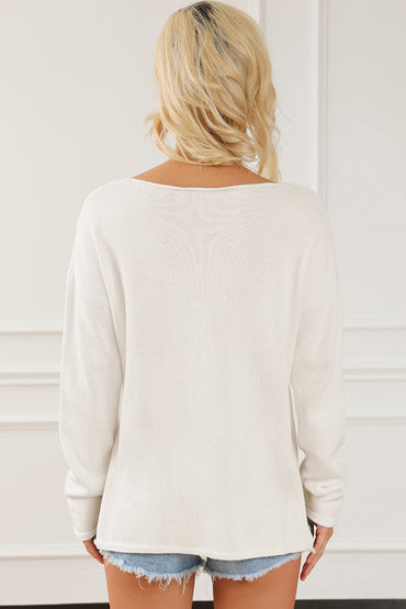 CHAMPAGNE PLEASE Long Sleeve Slit Sweater.