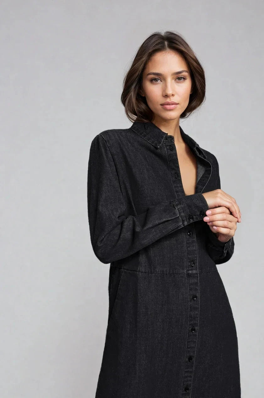 The Sunday Stroll Denim Shirt Dress Button Down Babydoll Fitkitty Culture Athleisure Wear, Yoga Wear & Women's Clothing