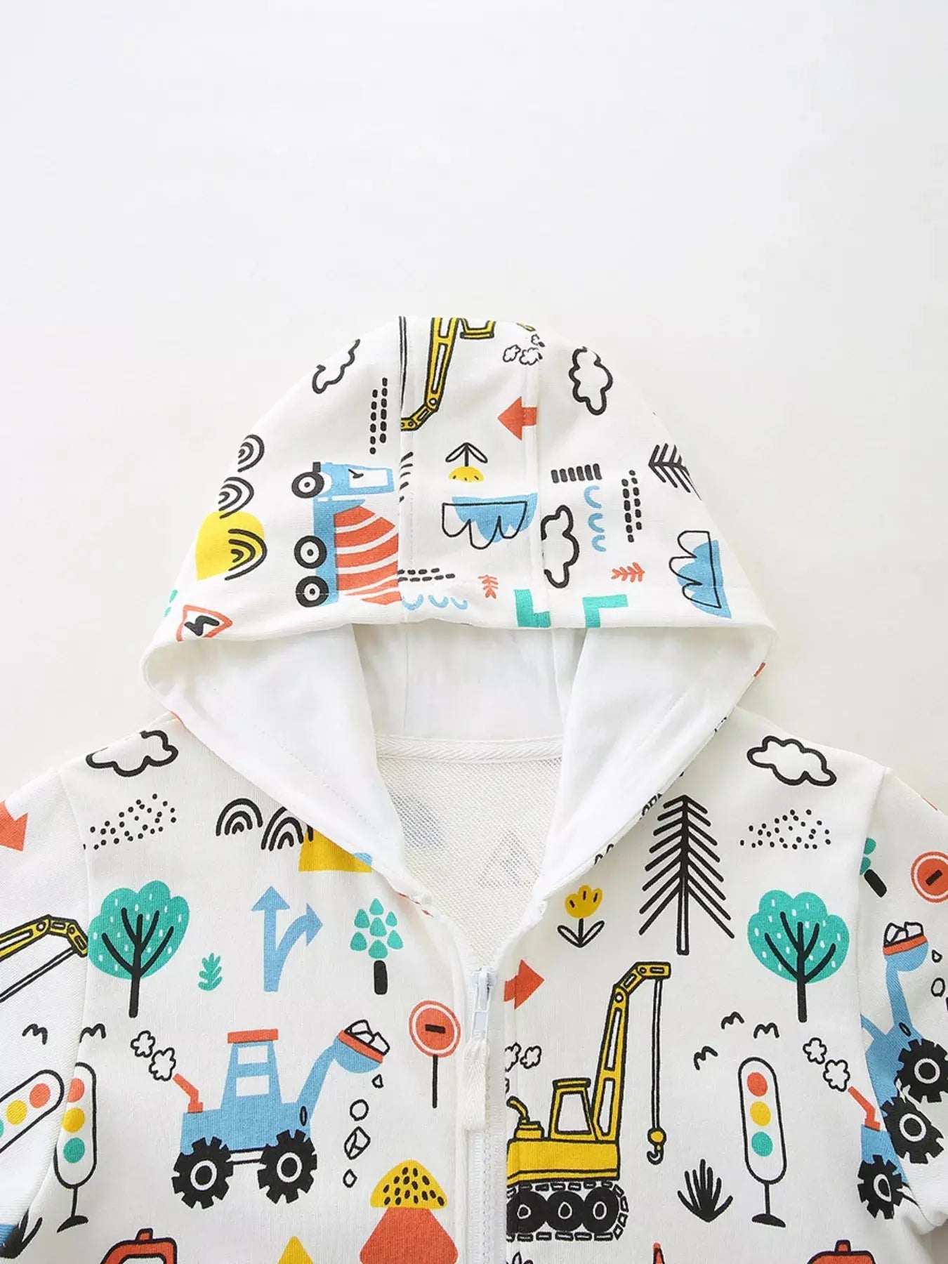 Children's Cartoon Construction Vehicle Print Zip-Up Jacket Simply Love