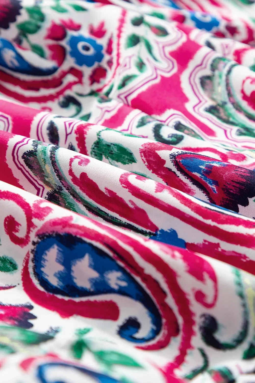 Printed Tie Neck Short Sleeve Dress Simply Love