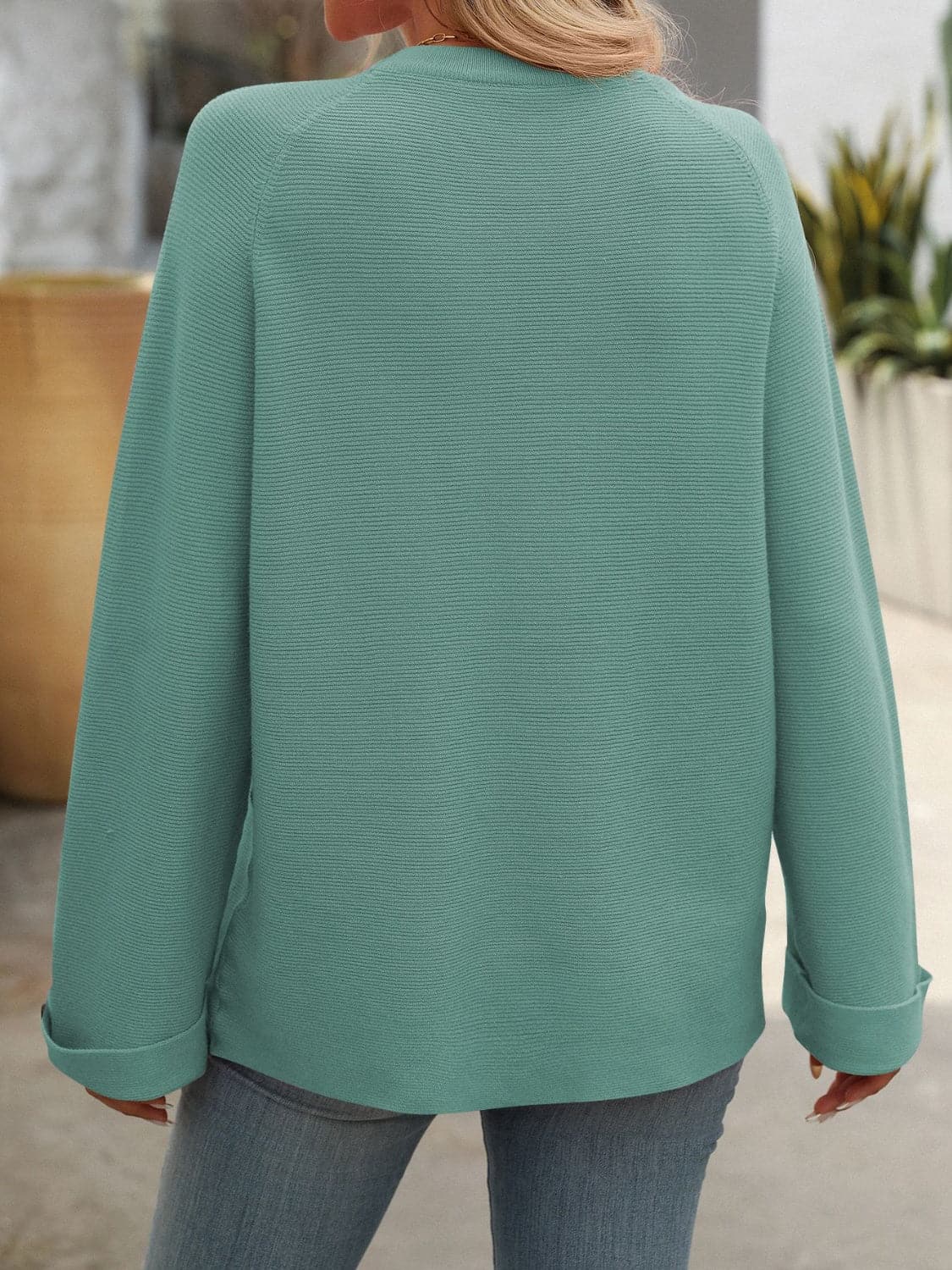 Round Neck Long Sleeve Sweater.