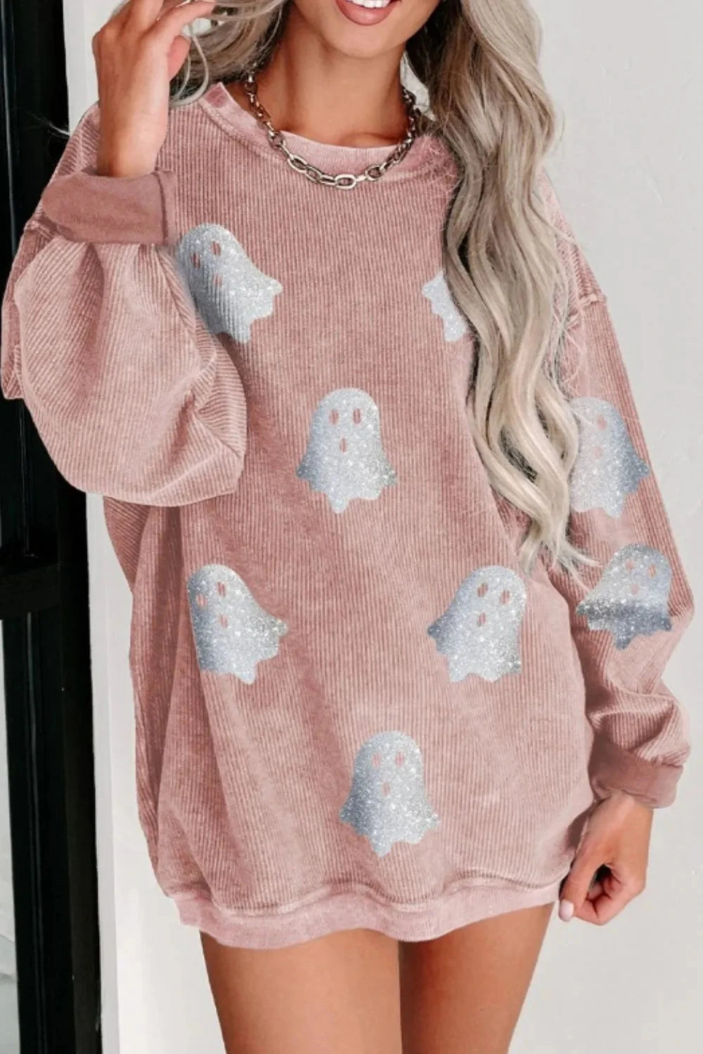 Ghost Round Neck Oversized Sweatshirt Coco’s Tee Boutique