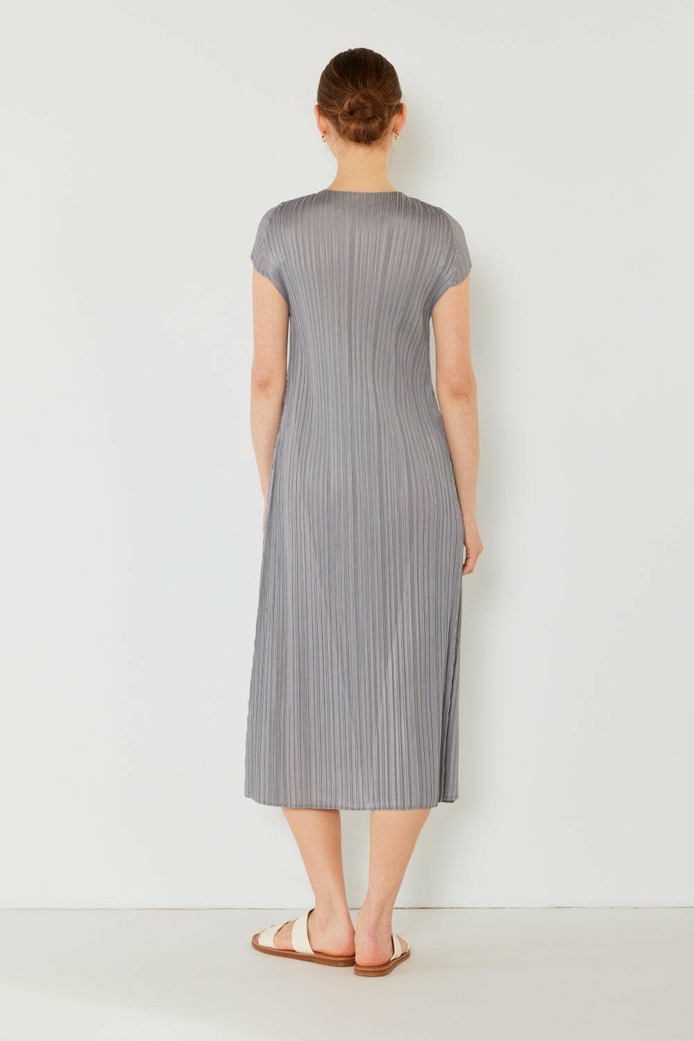 Marina West Swim Pleated Cap Sleeve A-Line Dress.