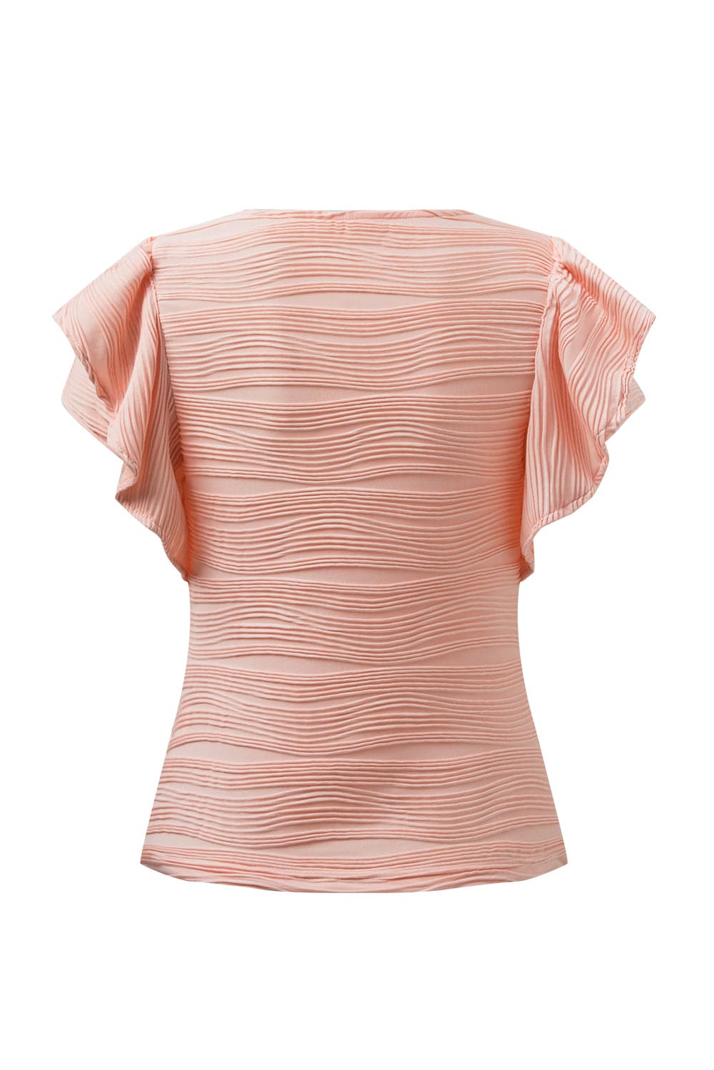 Textured Round Neck Cap Sleeve Top.