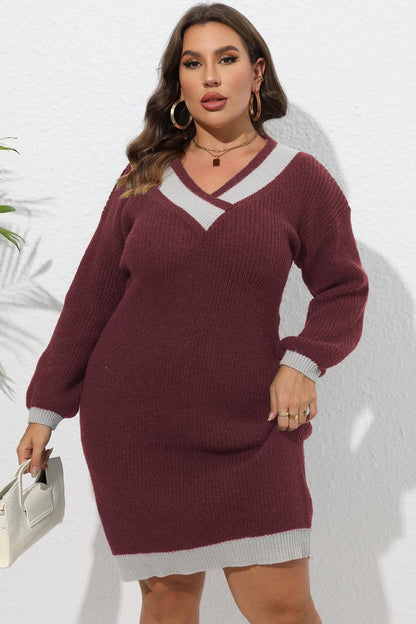 Plus Size Long Sleeve Sweater Dress.