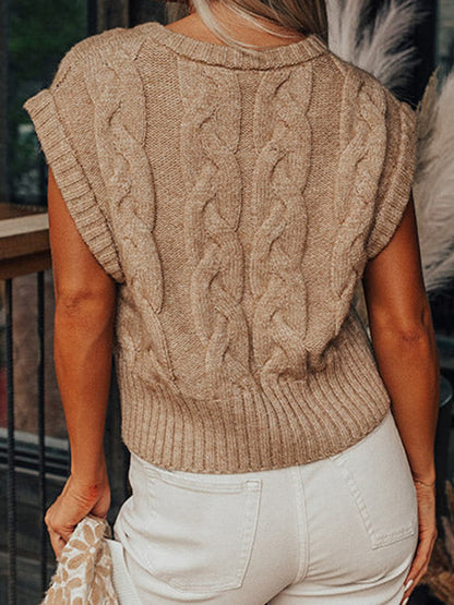 Cable-Knit Round Neck Sweater.