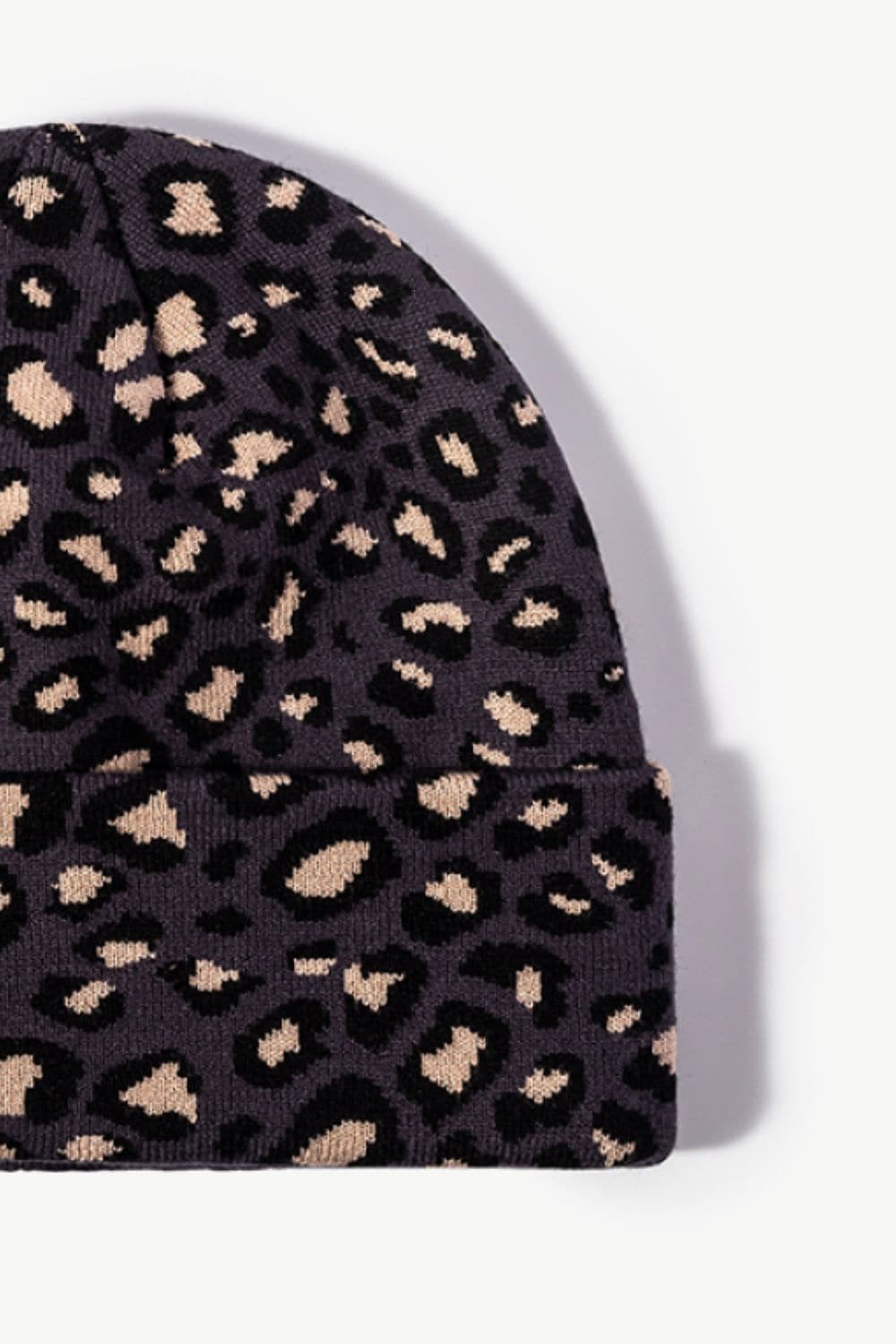 Leopard Pattern Cuffed Beanie.