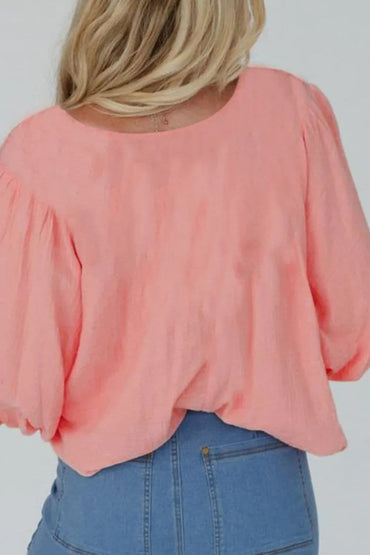 Textured Tie Neck Blouse.